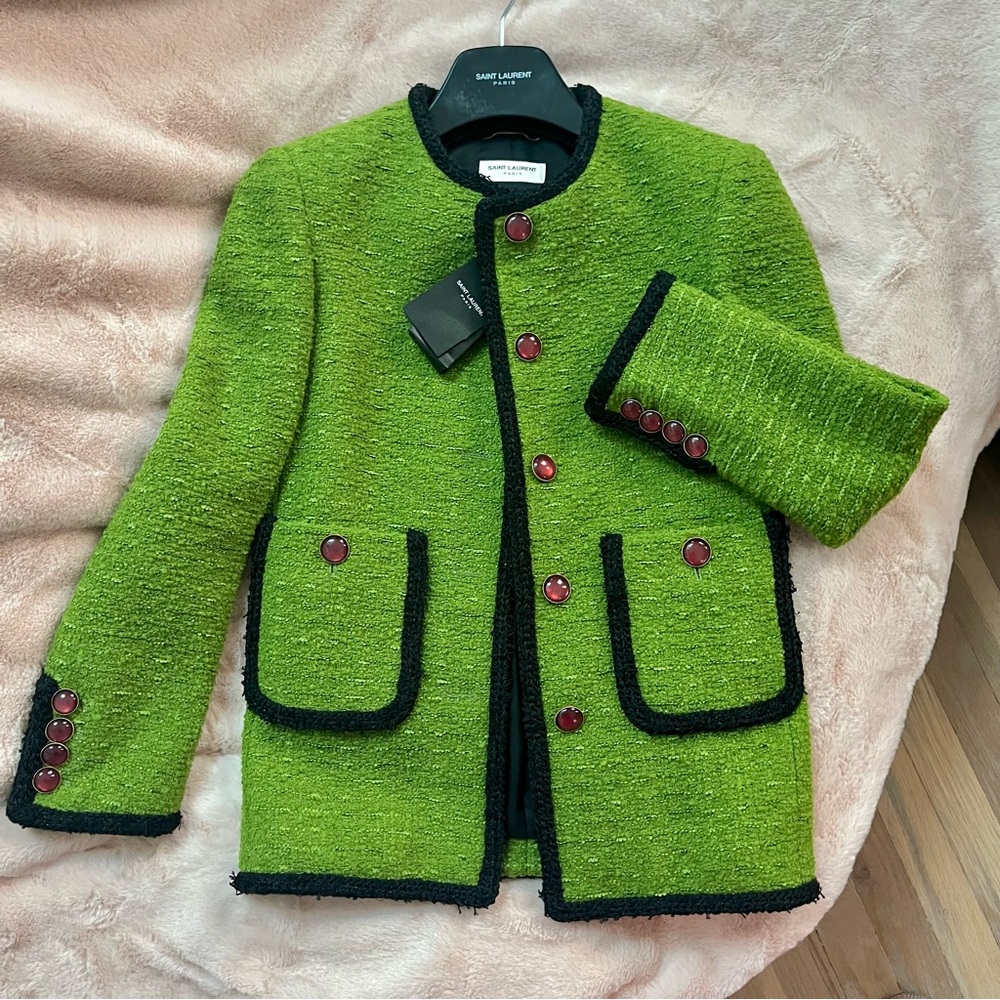 NWT Saint Laurent Green Tweed Jacket in size 40